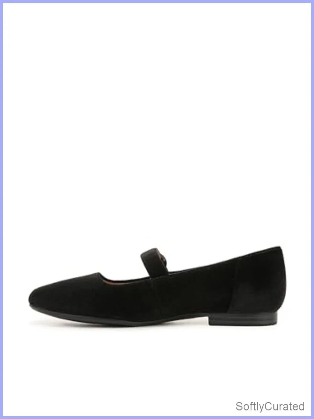 Mary Jane Ballet Flat with Velvet Upper & Buckle Closure